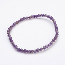 Amethyst Natürlichen Amethyst Perlen Stretch-Armbänder, Mit Sackleinen Beuteltaschen, 2-1/8 Zoll (54 mm)