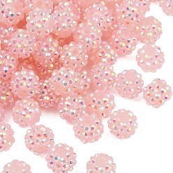 Pink AB-цвет смолы горный хрусталь бисер, с акриловыми круглыми бусинами внутри, для жевательной резинки ювелирных изделий, розовые, 12x10 мм, отверстие : 2~2.5 мм