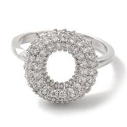 Letter O Стойка покрытие буква латунь микро паве прозрачный кубический цирконий регулируемые кольца для женщин, Письмо O, 15x14 мм, внутренний диаметр: 17 мм