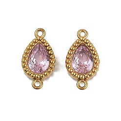 Сливовый Ионное покрытие (ip) 304 подвески-подвески из нержавеющей стали с кубическим цирконием в форме капли, реальный 18 k позолоченный, слива, 12.5x6.5x2.5 мм, отверстие : 0.8 мм