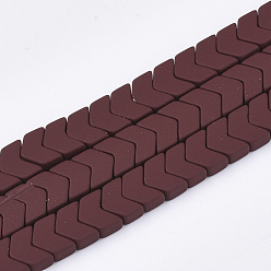 Brown Spray Painted Non-magnetic Synthetic Hematite Beads Strands, Arrow/Chevron, Brown, 5x6x3mm, Hole: 0.5mm, about 100pcs/strand, 15.7 inch
