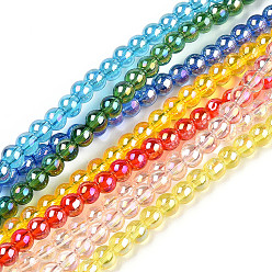 Mixed Color Electroplate Transparent Glass Beads Strands, AB Color Plated, Round, Mixed Color, 8~8.5mm, Hole: 1.5mm, about 51~53pcs/strand, 14.96 inch~15.55 inch(38~39.7cm)