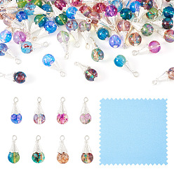 (52) Непрозрачная лаванда 64шт. 8 стили подвески из стекла и сплава, с серебряной металлической фурнитурой, слеза, разноцветные, 19 мм, отверстие : 1.8 мм, 8 шт / стиль