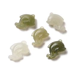 Other Jade Natural Nephrite Jade Dolphin Charms, 15x12x5mm, Hole: 0.8mm
