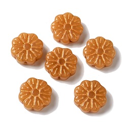 Оранжевый Непрозрачные бусины лэмпворк, цветок, оранжевые, 15x6 мм, отверстие : 1 мм, Около 45~55 шт / 100 г