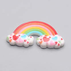 Colorful Resin Cabochons, Rainbow, Colorful, 39.5x21x6mm