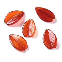 Carnelian Natural Carnelian/Red Agate Pendants, Leaf, 19.5x11.5x4mm, Hole: 0.8mm