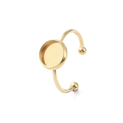 Золотой 304 открытые кольца манжеты из нержавеющей стали, 201 шарики из нержавеющей стали, Настройки колодки кольцо, плоско-круглые, золотые, лоток : 8 мм, внутренний диаметр: 17.6 мм