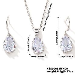 Прозрачный Комплекты из латунных стеклянных подвесных серег и ожерелий с подвесками для женщин, прозрачные, ожерелья: 15.75 дюйм (40 см)