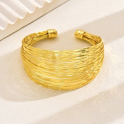 Золотой Элегантные латунные браслеты-манжеты, браслеты с крутящим моментом для женщин, золотые, внутренний диаметр: 2-3/8 дюйм (6 см) ~ 2-3/4 дюйм (7 см)