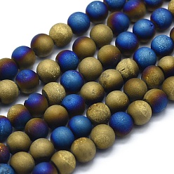 Разноцветный Гальванизированный натуральный druzy агат, круглые, матовые, красочный, 8 мм, отверстие : 1.2 мм, около 48 шт / нитка, 15.15 дюйм (38.5 см)