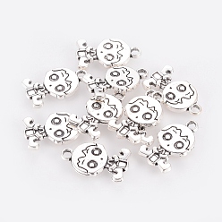 Античное Серебро Эмальерные сеттинги тибетского стиля , ребенок, без кадмия, без никеля и без свинца, античное серебро, 24x13x2.5 мм, отверстие : 2 мм, Около 350 шт / 1000 г