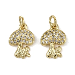 Настоящее золото 18K Латунные микро проложить кубического циркония подвески, грибные прелести, с целью перехода в кольце, долговечный, без кадмия и без свинца, стойки покрытие, реальный 18 k позолоченный, 13.5x10x2.5 мм, отверстие : 3.5 мм