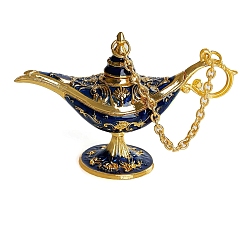 Синий Статуя лампы джинна из эмалированного сплава цинка, миф о желании света для украшения домашнего рабочего стола, синие, 69.5x44.5 мм