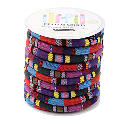 Colorido Cable de tela de cuerda étnica, colorido, 6~7 mm, sobre 8.75yards / rodillo (8 m / rollo)