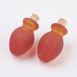 Красный Подвески ручной работы бусины бутылки духов, бутылка эфирного масла, матовые, красные, 29~30 мм, отверстие: 5~5.5 мм, емкость бутылки: 0.5~1 мл (0.017~0.03 жидких унций)