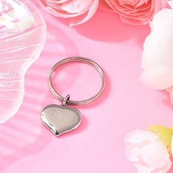 Круглые 304 брелки из нержавеющей стали, сердце, с цинкового сплава, платина, круглые, 42.5 мм