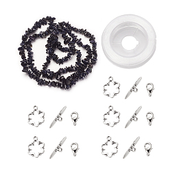 Blue Goldstone DIY Bracelets Necklaces Jewelry Sets, Synthetic Blue Goldstone Chips Beads Strands, Toggle Clasps, Lobster Claw Clasps and Elastic Wire, 12.6x10.6x2.1cm