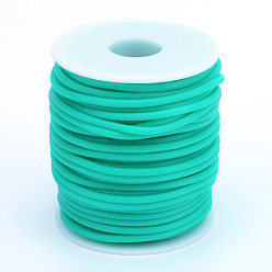Medium Turquoise Hollow Pipe PVC Tubular Synthetic Rubber Cord, Wrapped Around White Plastic Spool, Medium Turquoise, 3mm, Hole: 1.5mm, about 27.34 yards(25m)/roll