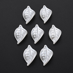 Creamy White ABS Plastic Imitation Pearl Beads, Leaf, Creamy White, 20x12x4mm, Hole: 1.2mm, about 1640pcs/500g