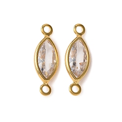 Horse Eye Латунные подвески из прозрачного кубического циркония, без никеля , реальный 18 k позолоченный, лошадиный глаз , 13.5x5x2 мм, отверстие : 1 мм