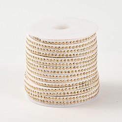 WhiteSmoke Rivet Faux Suede Cord, Faux Suede Lace, with Aluminum, WhiteSmoke, 3x2mm, about 20yards/roll