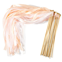 Разноцветный Палочки из полиэстеровой ленты, с деревянной палочкой, партийные украшения, красочный, 300x4 мм