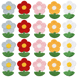 Цветок 50 шт. 5 цвета полиэстер украшения аксессуары, швейные украшения, разноцветные, цветок, 51x38x2 мм, 10 шт / стиль