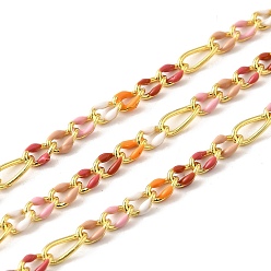 Разноцветный Латунь Figaro цепи, пайки, с эмалью, стойки покрытие, долговечный, без свинца и без кадмия, с катушкой, реальный 18 k позолоченный, красочный, ссылка: 4.5x3x1мм и 6x2.5x1мм