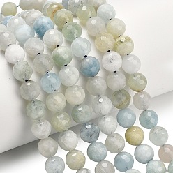 Аквамарин Природные Аквамарин бисер нитей, граненый (128 граней), круглые, 8 мм, отверстие : 1 мм, около 49 шт / нитка, 15.43 дюйм (39.2 см)