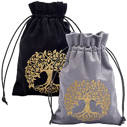 (52) Непрозрачная лаванда 2 шт. 2 стили прямоугольные бархатные мешочки для хранения карт Таро с золотым тиснением и завязкой для гадания в форме дерева жизни, карты Таро, разноцветные, 18~18.2x12.8~13.5x0.2~0.3 см, 1 pc / styles