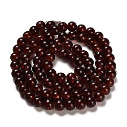 Saddle Brown Spray Painted Crackle Glass Beads Strands, Round, Saddle Brown, 10mm, Hole: 1.3~1.6mm, about 80pcs/strand, 31.4 inch
