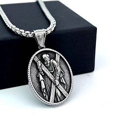 Нержавеющая Сталь Цвет Греческая мифология нержавеющая сталь святой андрей кулон ожерелья для мужчин, цвет нержавеющей стали