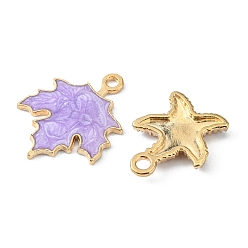 Mixed Color 30Pcs 30 Style Alloy Enamel Pendant, Whale Tail Shape & Crown & Bowknot & Maple Leaf, Light Gold, Mixed Color, 10.5~21x7~22x1~4mm, Hole: 1.2~2mm, 1pc/style