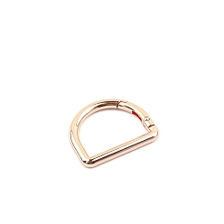 Розовое Золото Кольца пружинные затворные D-образные из сплава, розовое золото , 25x32 мм