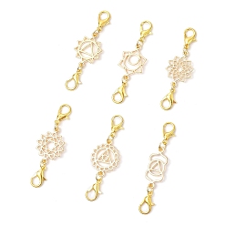 Mixed Shapes 6шт 6 стили чакра сплав соединительные подвески, с двойными застежками-карабинами, разнообразные, 50 мм, 1 шт / стиль