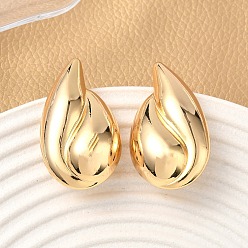 Настоящее золото 18K Латунные серьги-гвоздики в виде капель, без никеля , реальный 18 k позолоченный, 37x21 мм