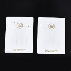 White Cardboard Hair Clip Display Cards, Rectangle with Word Handmade, White, 10.5x7.5x0.04cm