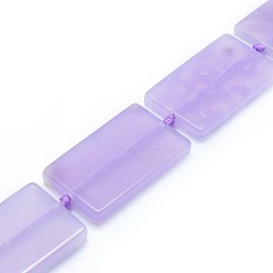Lilac Natural Agate Beads Strands, Dyed, Rectangle, Lilac, 49.5~50x29.5~30x5.5~7.5mm, Hole: 2mm, about 8pcs/strand, 17 inch(43.2cm)