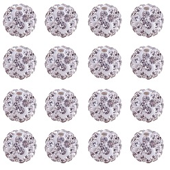 Кристалл Pave disco бусины, Бусины со стразами, полимерная глина , круглые, кристалл, 10 мм, отверстие : 1.5 мм, Около 100 шт / коробка