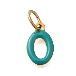 Letter O Ионное покрытие (ip) 304 эмалированные буквы из нержавеющей стали, с целью перехода в кольце, реальный 14 k позолоченный, Письмо O, 12x7x1 мм, отверстие : 5 мм