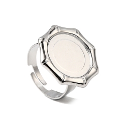 Нержавеющая Сталь Цвет 304 компоненты манжетного кольца из нержавеющей стали, Настройки колодки кольцо, восьмиугольник, цвет нержавеющей стали, лоток : 15.5 мм, внутренний диаметр: 18 мм