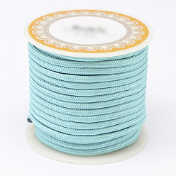 Бледно-бирюзовый Плетеные шнуры полиэфира, круглые, бледные бирюзовая, 3 мм, около 8.74 ярдов (8 м) / рулон