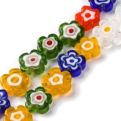 Разноцветный Handmade millefiori lampwork beads strands, слива, красочный, 9.5x10.5x3.5 мм, отверстие : 0.8 мм, около 35 шт / нитка, 14.17'' (36 см)