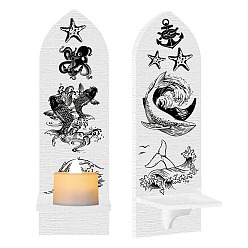 Other Animal Настенный деревянный подсвечник в стиле бохо, бра со съемной колонной, плавающая полка, морские животные, форма пули: 36x10x0.7см, 2 шт