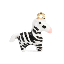 Зебра Подвески из эмали и сплава, золотые, подвески с зебрами, 17.5x19x5.5 мм, отверстие : 1.4 мм