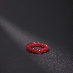 Другие Нефриты Эластичные кольца из натурального нефрита, круглые, бусины : 4 мм, внутренний диаметр: регулируемый