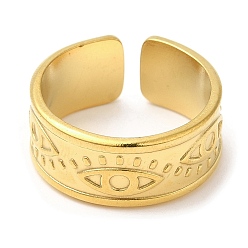 Золотой 304 открытые манжеты из нержавеющей стали, рисунок глаз, золотые, внутренний диаметр: 17.4 мм