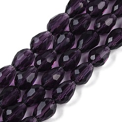 Индиго Прозрачные стеклянные бусины, граненые, слеза, индиговые, 5~6x4 мм, отверстие : 0.9 мм, около 65~67 шт / нитка, 15.35~16.14 дюйм (39~41 см)