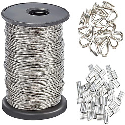 Platinum & Silver Jewelry Findings, with Tiger Tail Wire, Aluminum Slide Charms/Slider Beads and 304 Stainless Steel Wire Guardian and Protectors, Platinum & Silver Color Plated